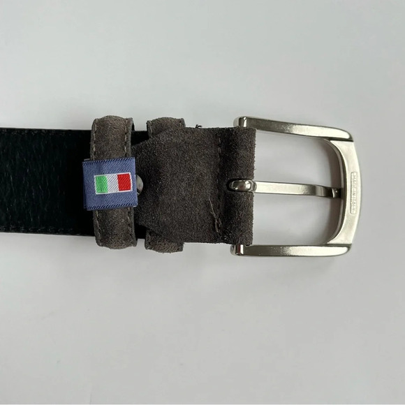 Linen St Barth Men’s Braided Belt Sz 47 Gray Genuine Leather Suede Classic Italy - Picture 4 of 7